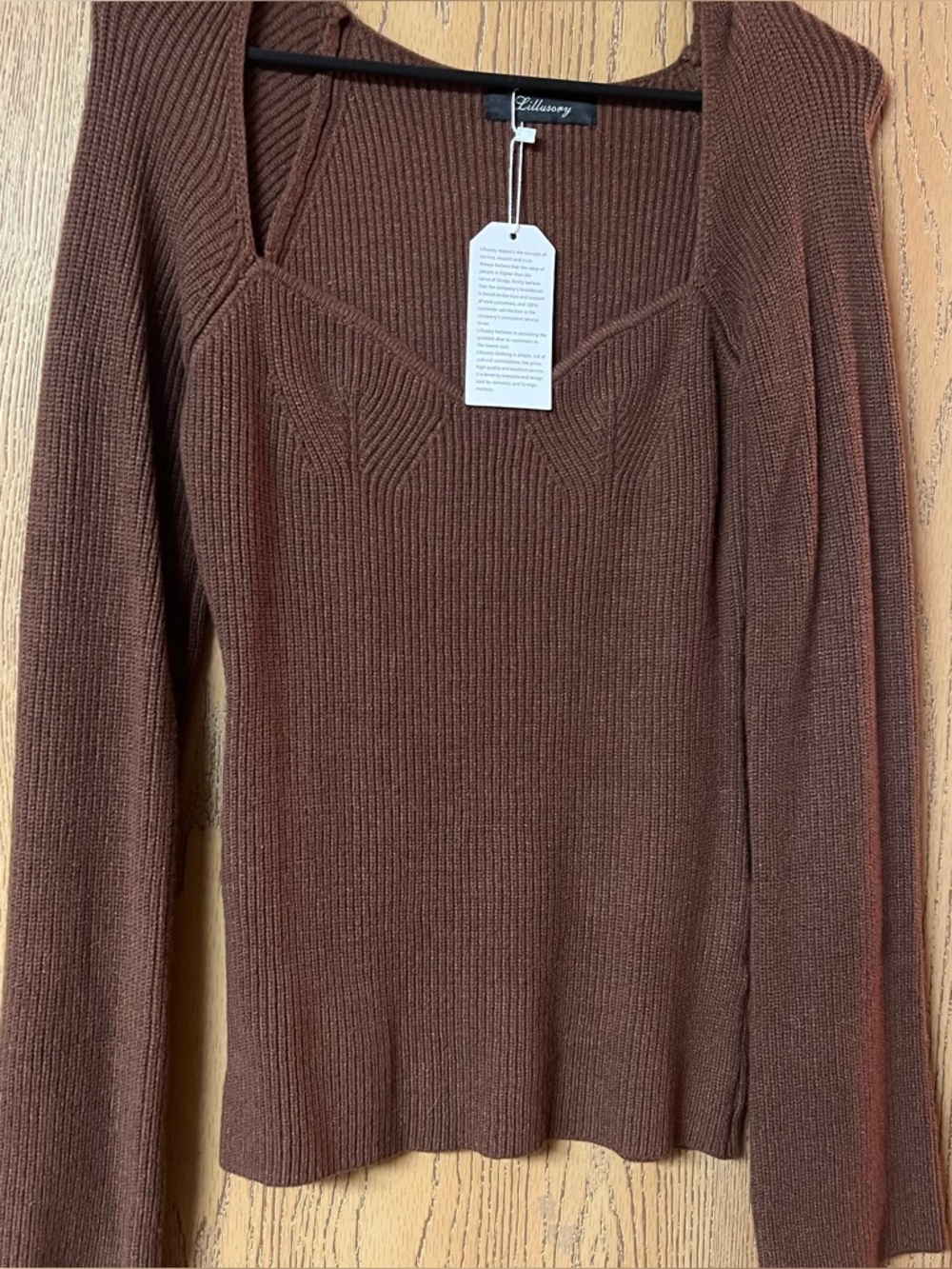 Lillusory Long Sleeve Brown Top Size Small NEW WITH TAGS